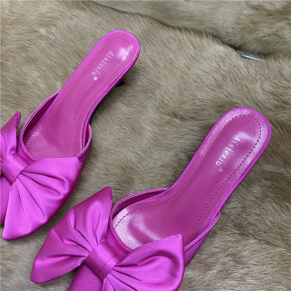 Polka Dots Pointed Toe Bow Heel Shoes