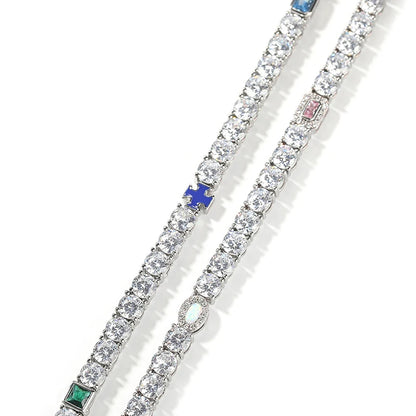 CZ Stone Paved Tennis Link Chain Necklaces Unisex Jewelry