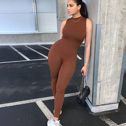 Full Seasons Casual Fitness Sporty Playsuit Sleeveless Slim Activewear All In One Jumpsuit