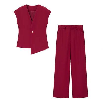 Single Button Blazer + Wide Leg Pant Sets