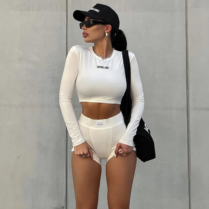 Round Neck Long Sleeved 3/4 + Shorts Sets