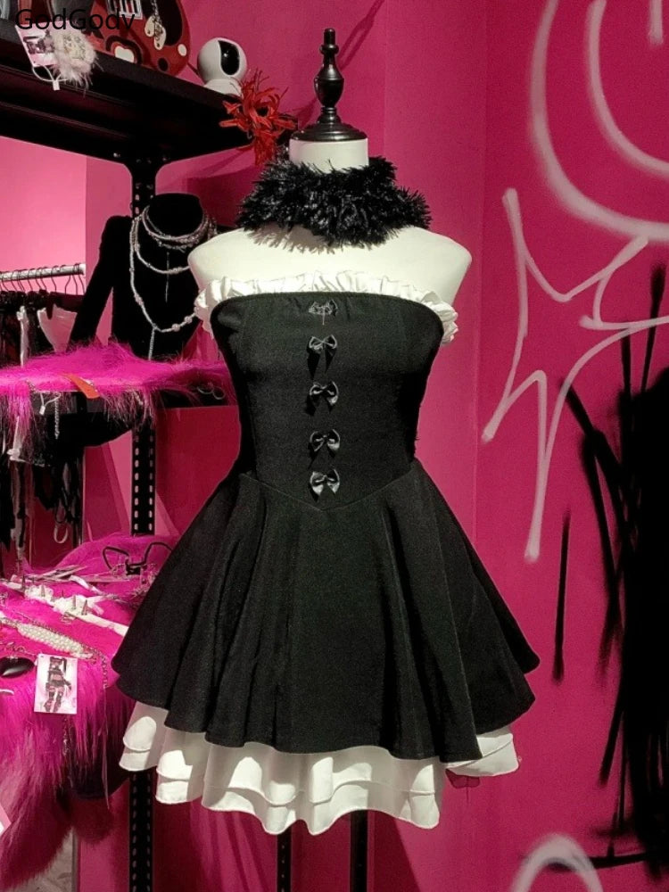 Black PU Leather Woman Dress (Gothic Design)