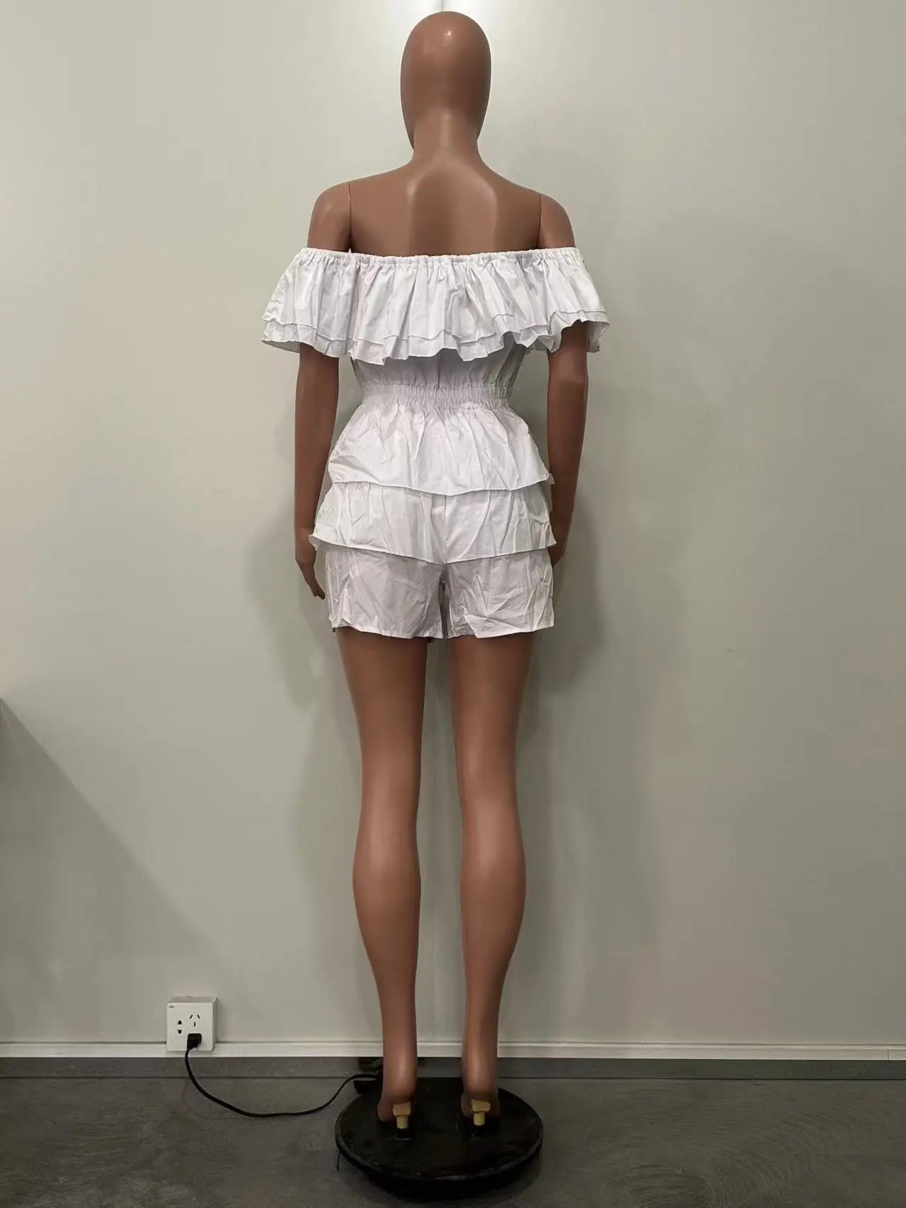 Ruffles Slash Neck Elegant Romper