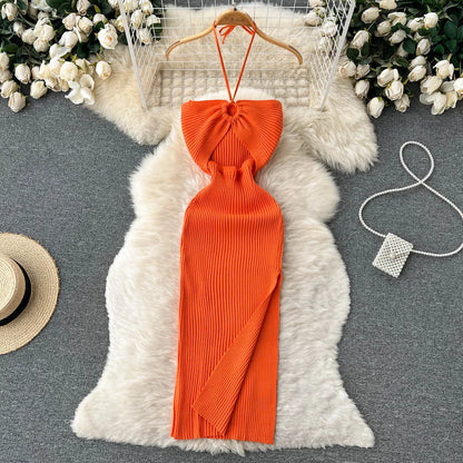 Chic Fashion Sexy Package Hips Split Knitted Dresses