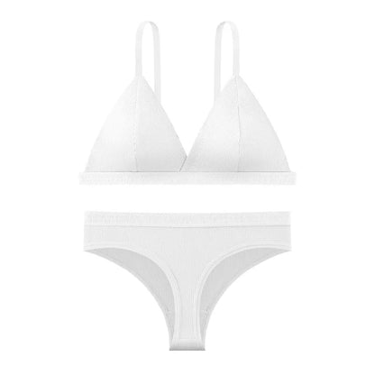 Push Up Bra Non-wire 1/3 Cup Bras + Thongs Lingerie Sets