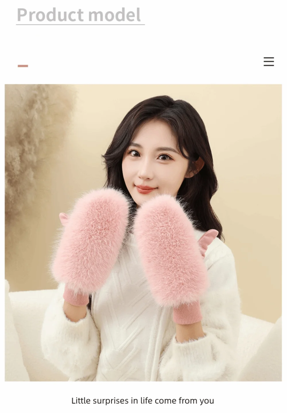 Windproof Gloves Soft Full Fingers Winter Warm Mittens For Cold Weather