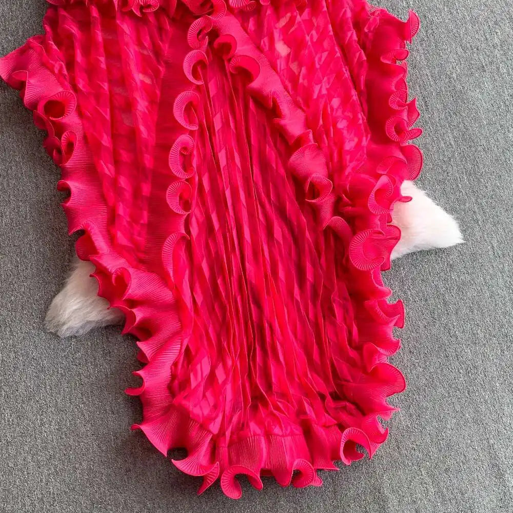 American Style V-neck Irregular Hem Design Dresses 22D1845