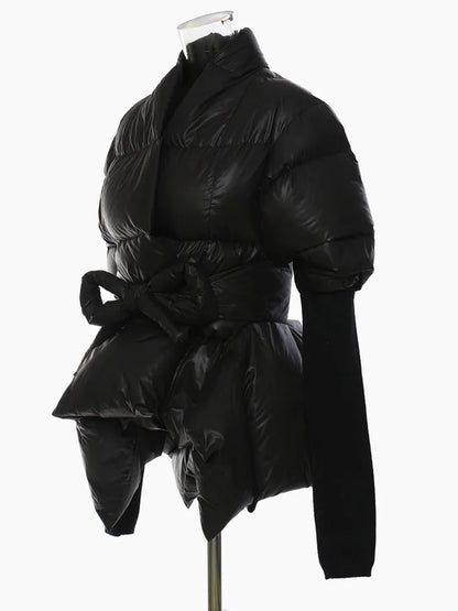 Cotton-padded Coat Lapel Loose Zipper Solid Color Coats