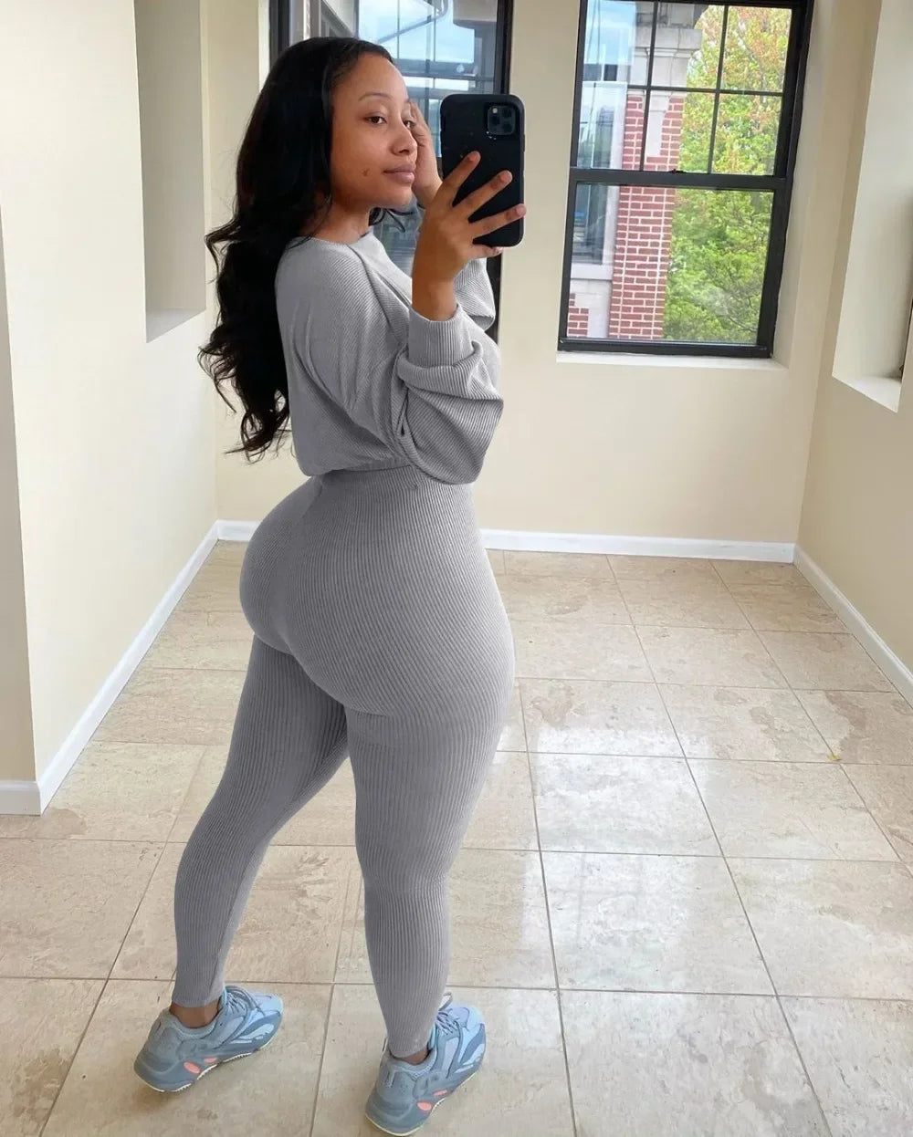 Winter Solid Lucky Label Letter Embroidery Two Piece Sets Women Sweatshirt+Leggings Casual Sporty Tracksuits Female