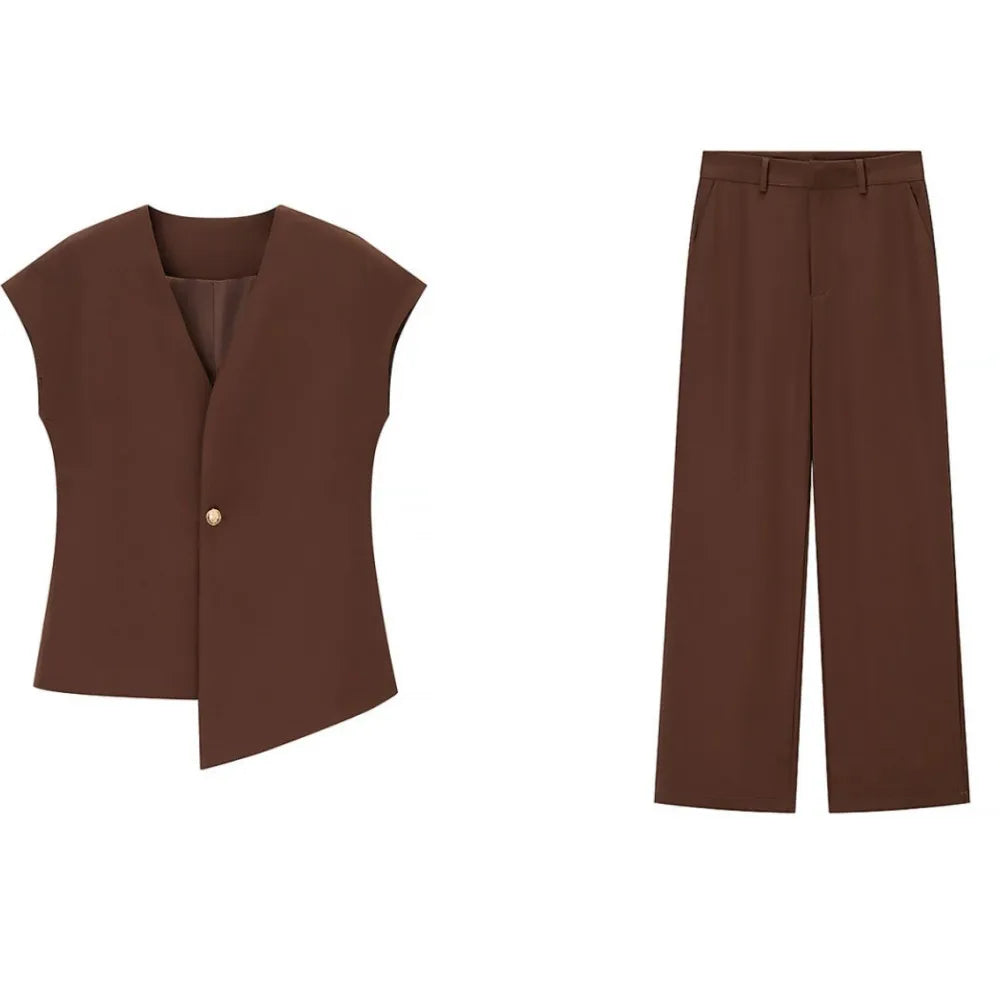 Single Button Blazer + Wide Leg Pant Sets