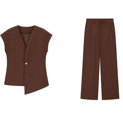 Single Button Blazer + Wide Leg Pant Sets