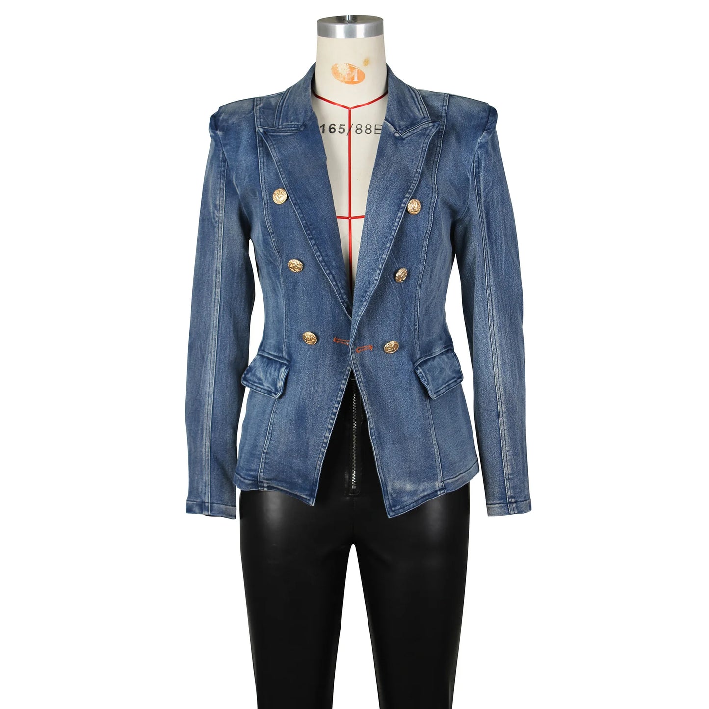 Kara Slim Long Sleeve Ripped Jacket Blazer (Denim)