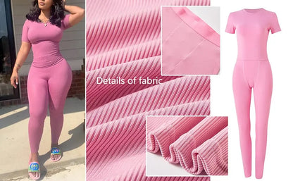 Short Sleeve Top + Elastic outfits (Loungewear)