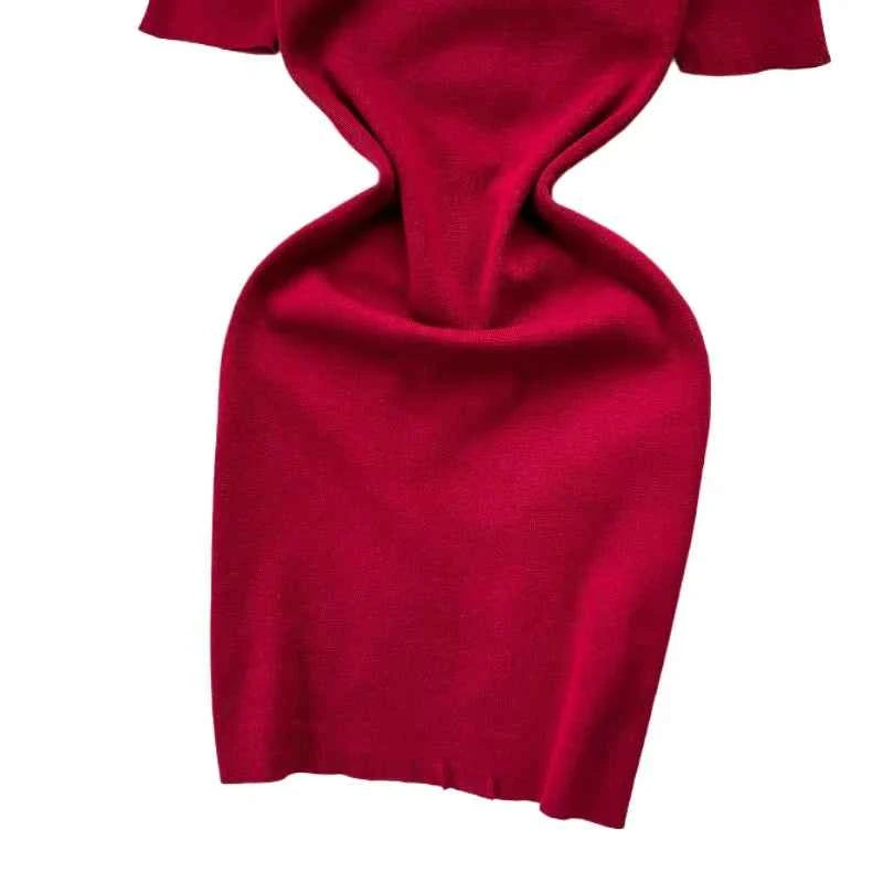 Sundress Short Sleeve Rhinestone Embellished Stretchy Ribbed Knit Bodycon Mini Dresses