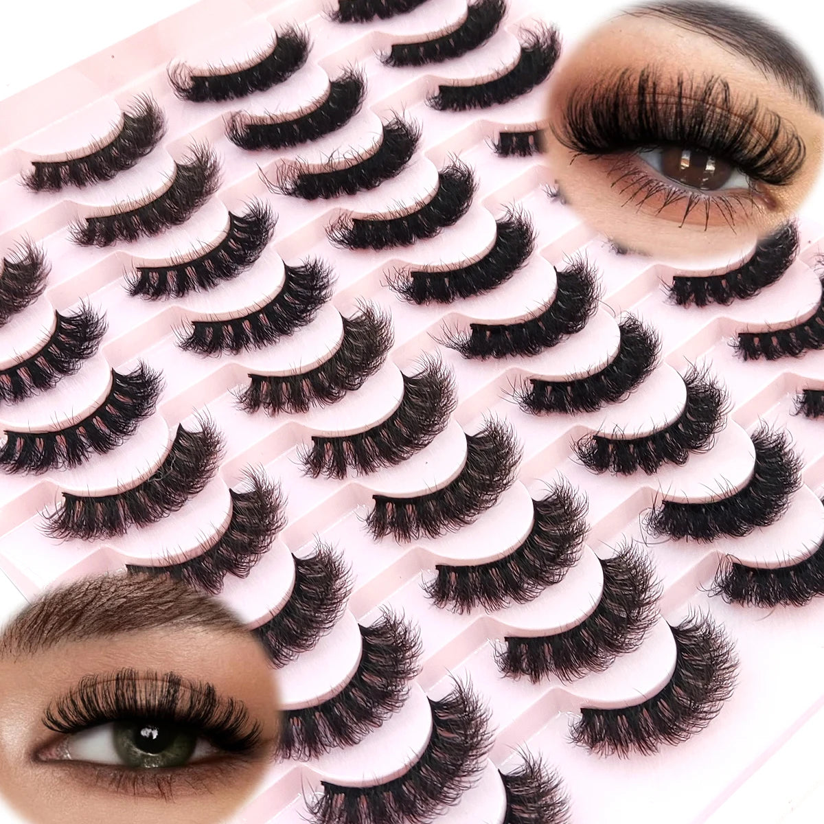 20 Pairs Natural long 3D Mink False Short Eyelashes
