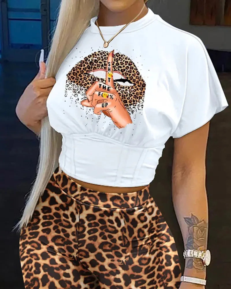Casual O-Neck Short Sleeve T-shirt  + Shorts Set