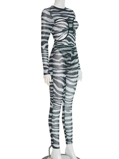 Hollow Out Jumpsuit and Top Zebra Stripes Matching Sets (New Style 🔥)