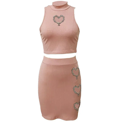 Crop Top + Mini Skirt Night Club Outfits Matching Sets