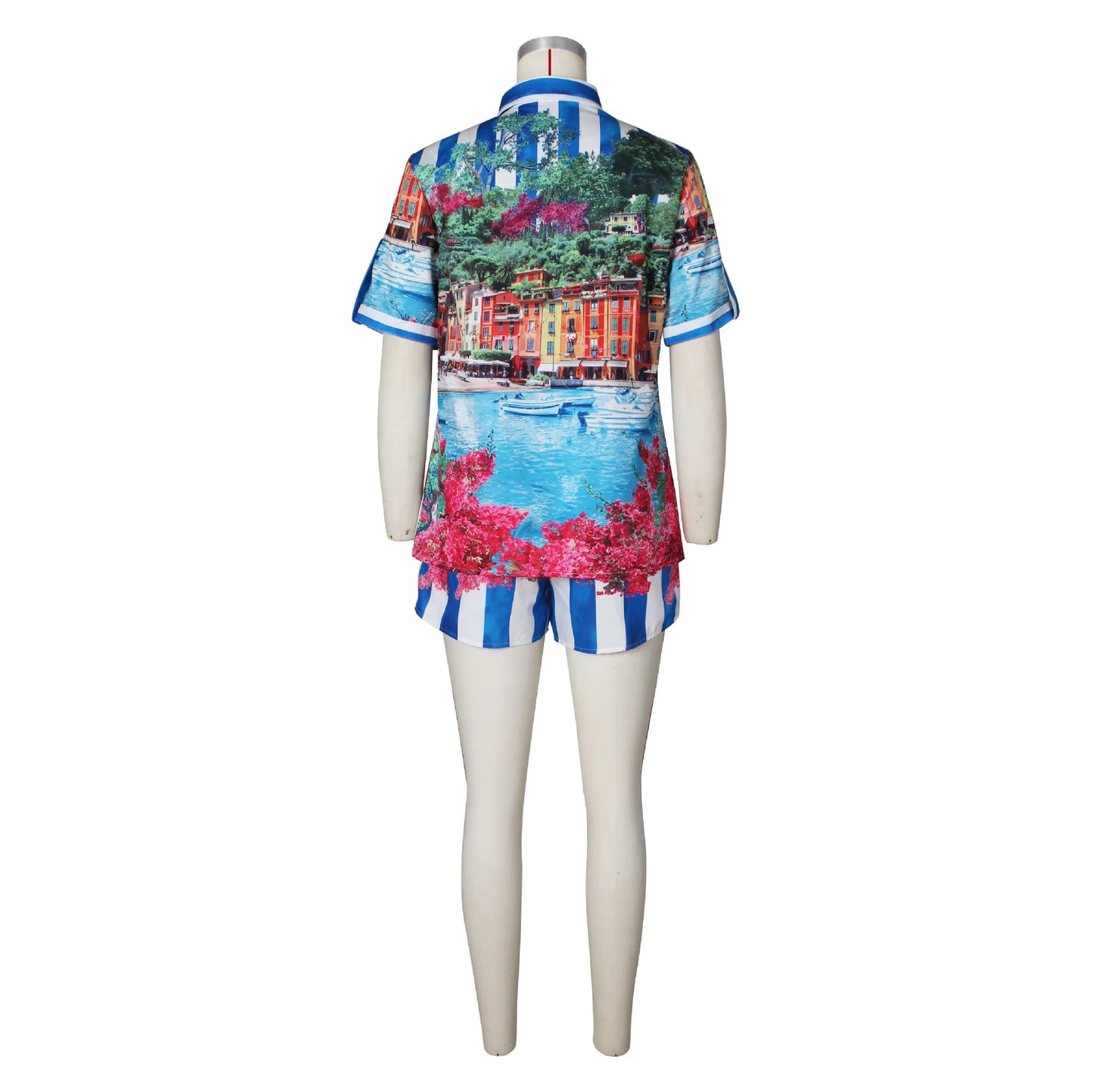 Elegant Printed Shirt Tops + Shorts Outfits