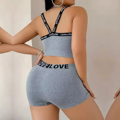 Y2K Love Straps Loungewear Top + Shorts Sets