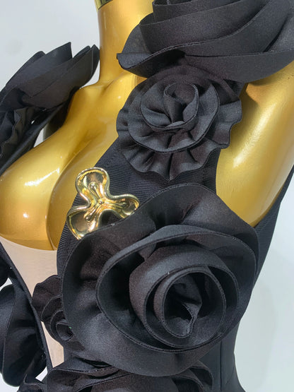 3D Flower Sleeveless Bodycon Bandage Dresses