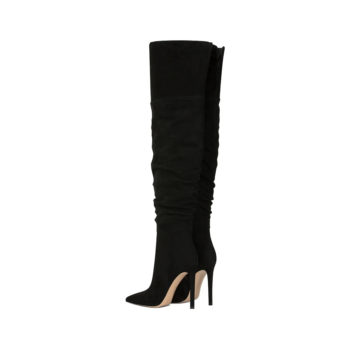 Tanya Suede Thigh High Boots Pointed Toe P