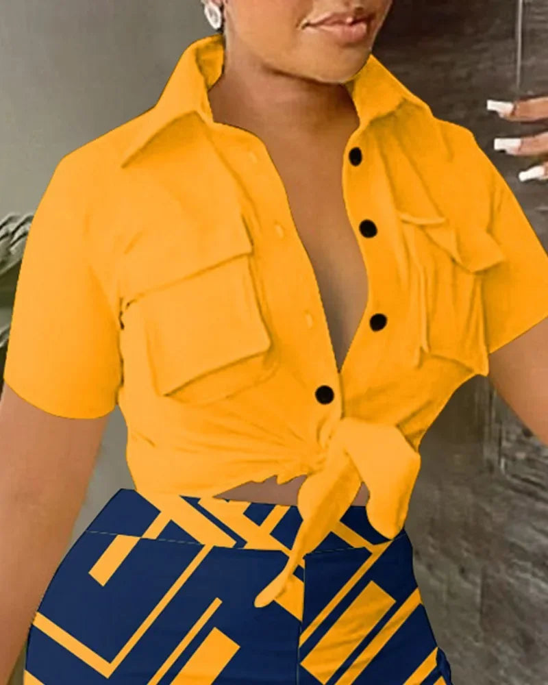 New Cross-Border Short Sleeve + Printed Short Sets