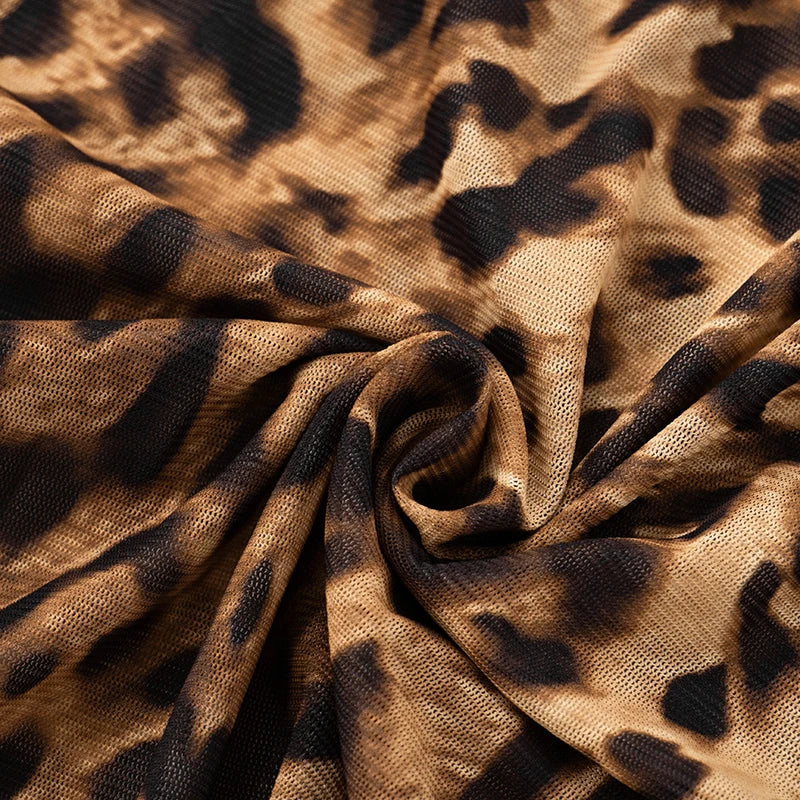 Mermaid Leopard Print Low-Neck Midnight Dresses