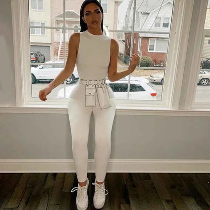 Full Seasons Casual Fitness Sporty Playsuit Sleeveless Slim Activewear All In One Jumpsuit