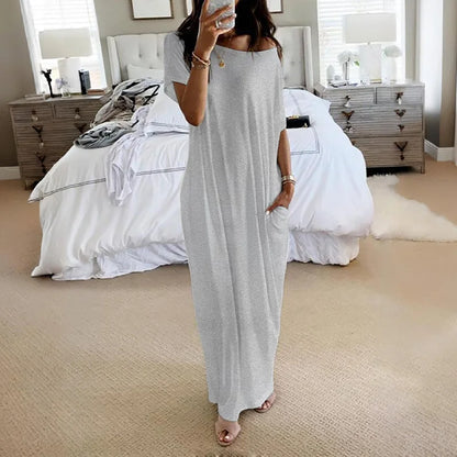 Beach Outfits Pockets Casual Vintage Maxi Dresses