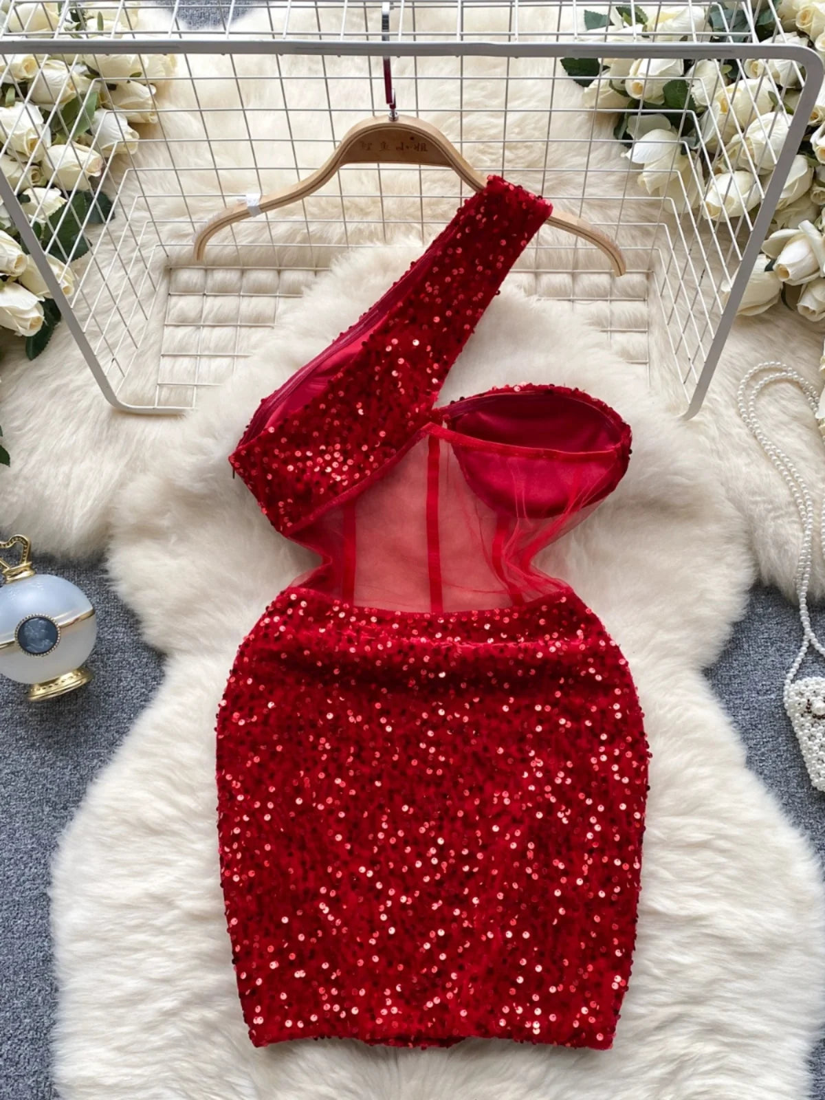 Glamour Off-Shoulder Sequin Dresses