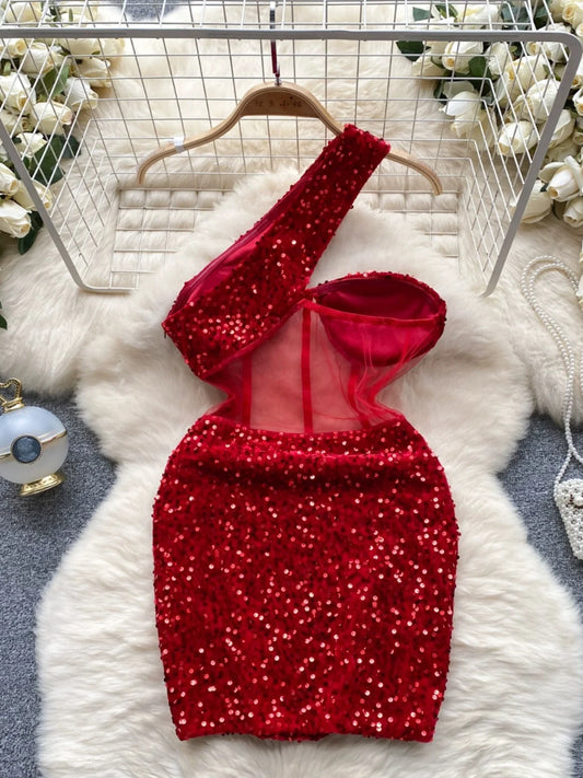 Glamour Off-Shoulder Sequin Dresses