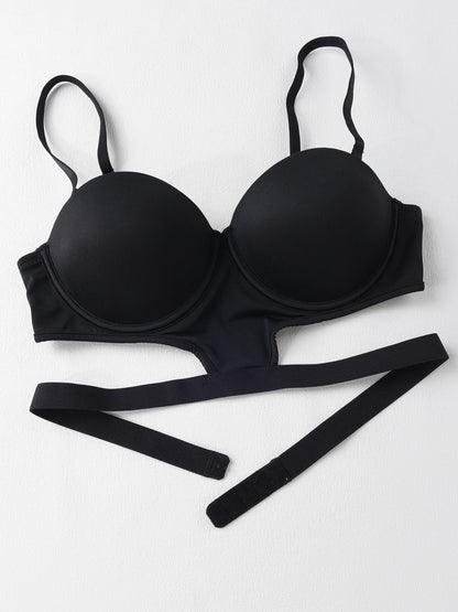 Stylish undertone beautiful back half cup smooth and exposed waist slim waist big exposed back push up bra