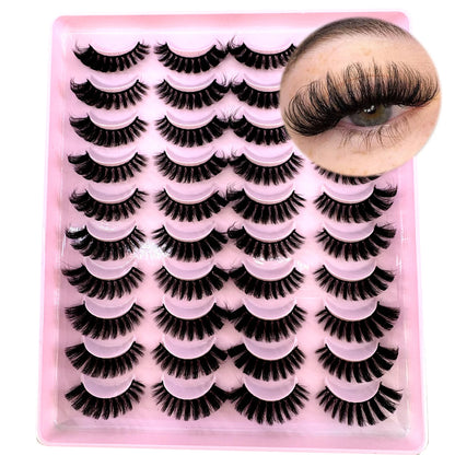 20 Pairs Natural long 3D Mink False Short Eyelashes