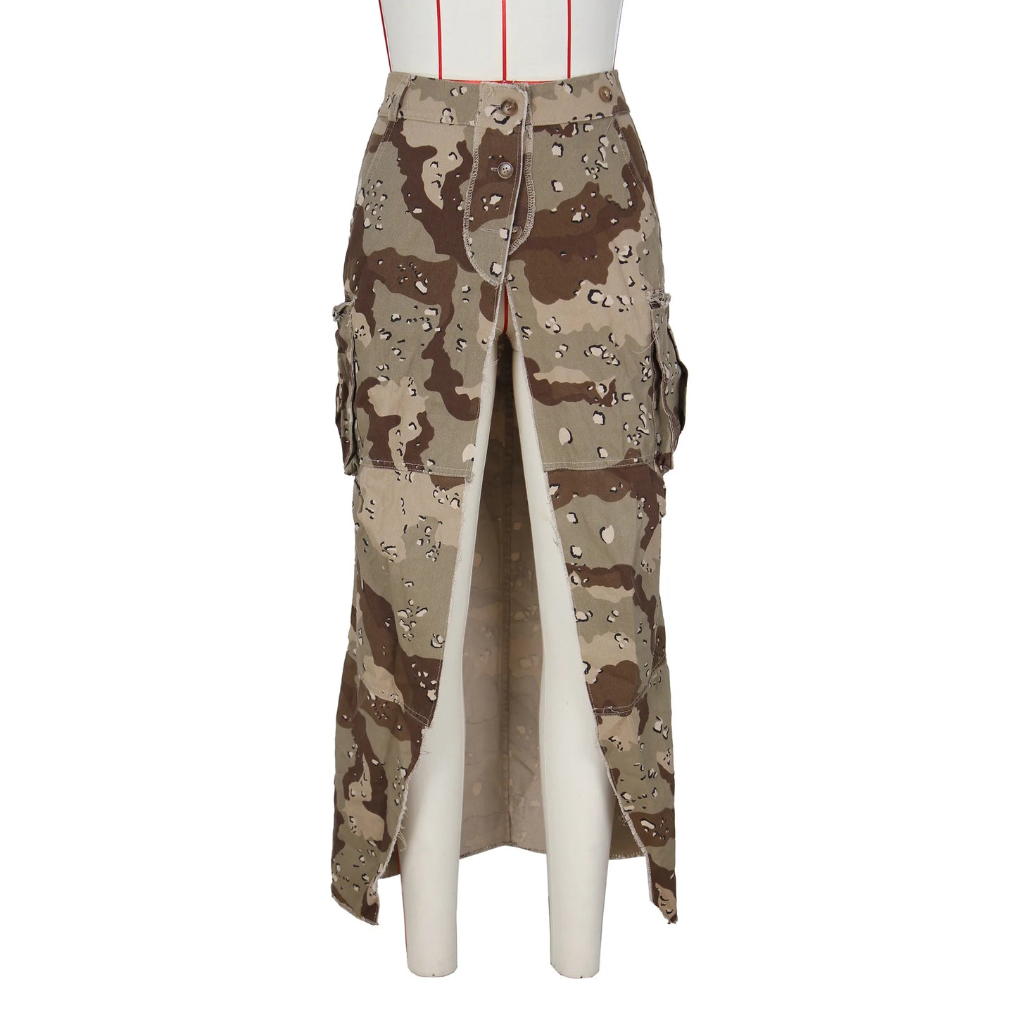 Camo Printing Casual Pockets Skirt (Split)