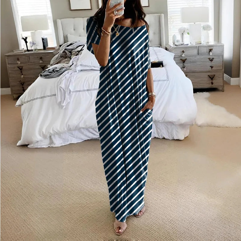 Beach Outfits Pockets Casual Vintage Maxi Dresses