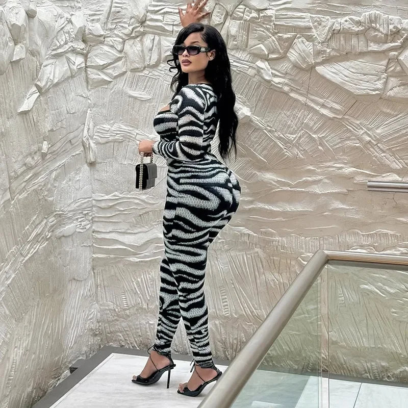 Hollow Out Jumpsuit and Top Zebra Stripes Matching Sets (New Style 🔥)