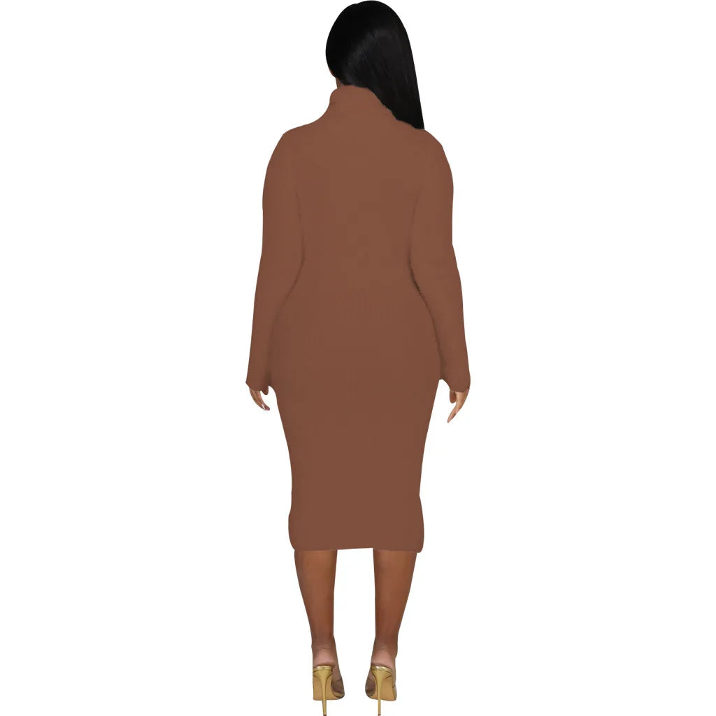 Solid color crew neck sweater dress JX5389