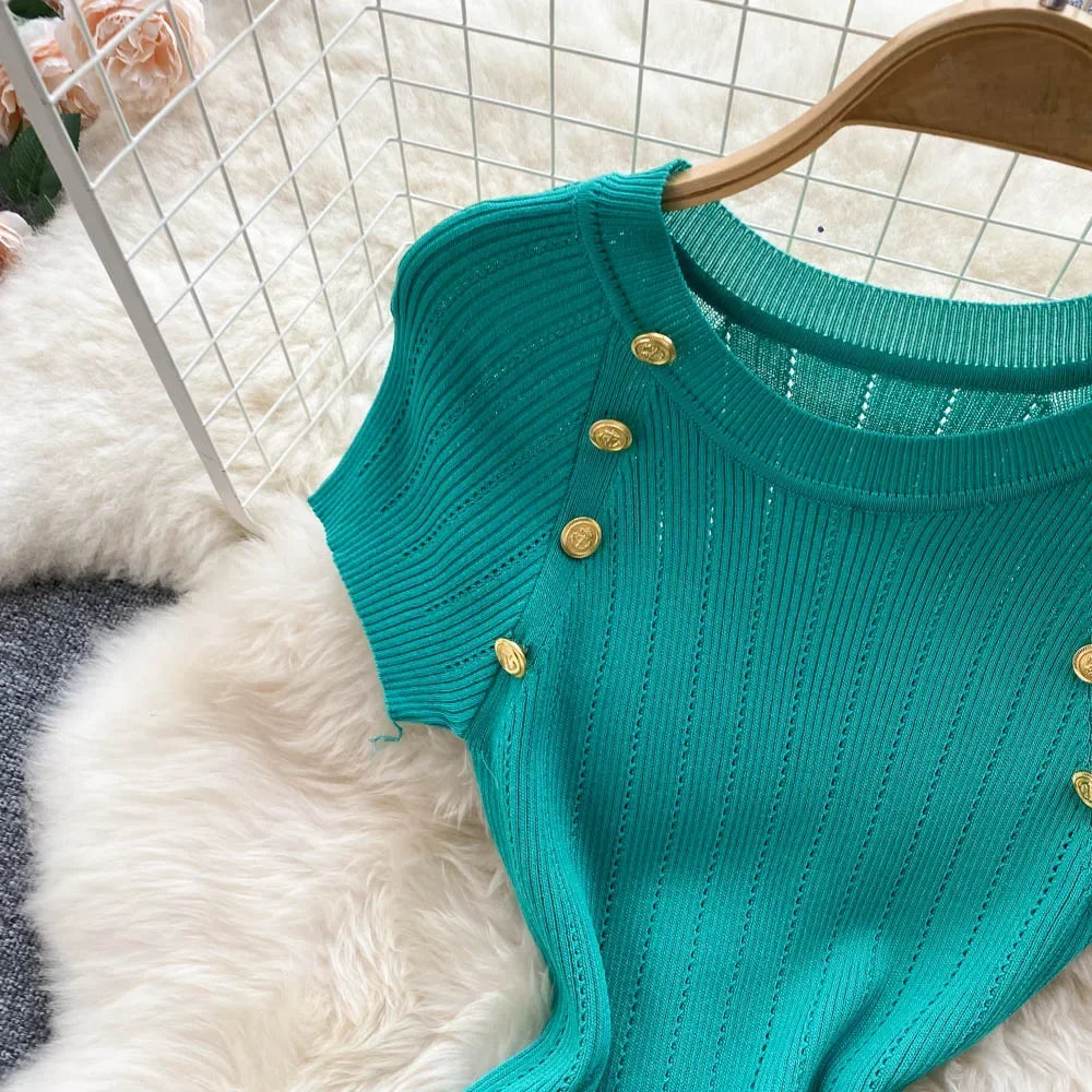 O Neck Short Sleeve Elastic Slim Sheath Dresses