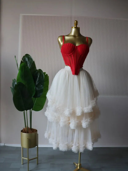 Spaghetti Strap Top and Pleated Skirt Dresses