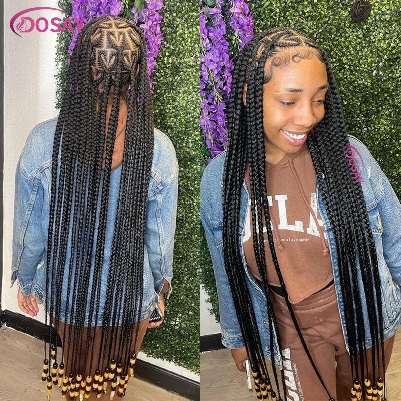 "On Sale"  Heart Box Braids Lace Wig 36 Inches Synthetic Lace Braided Wigs Cornrow Braids Lace Front Wigs For Black Women Clearance