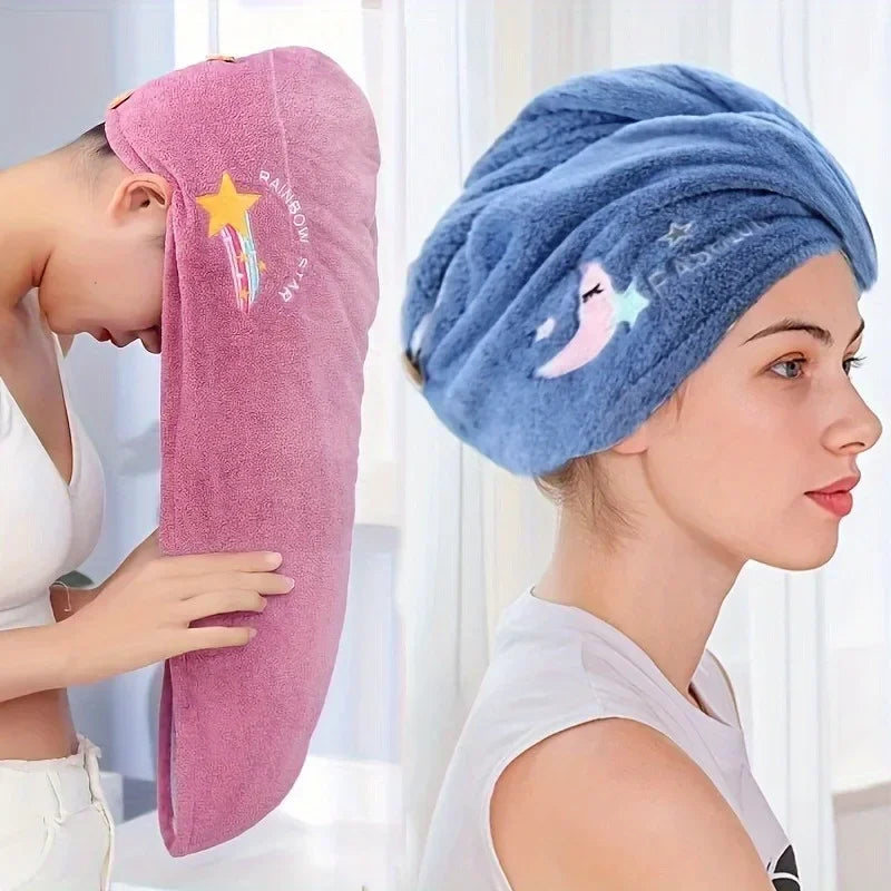 Quick Dry Shower Cap Turban for Women Girls Bathroom Super Absorbent Soft Towel Hair Dry Wrap Bonnets Cute Hair Drying Towel