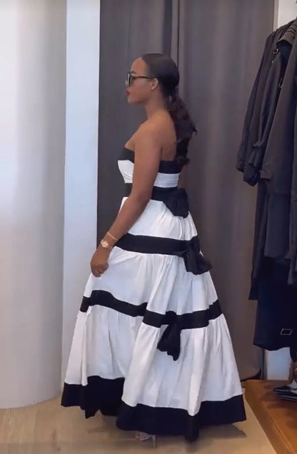 New Elegant Sleeveless Stripes Maxi Dresses