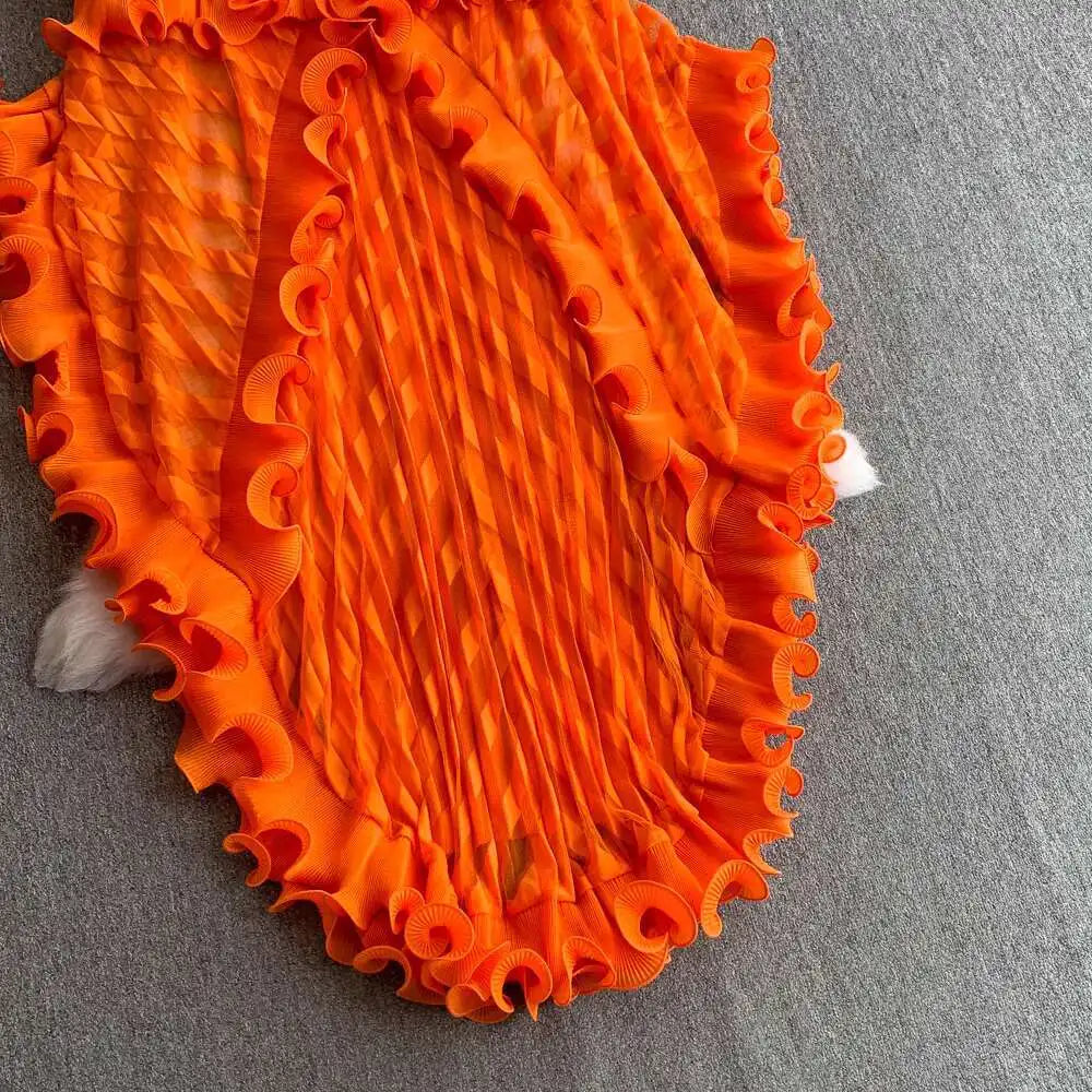 American Style V-neck Irregular Hem Design Dresses 22D1845