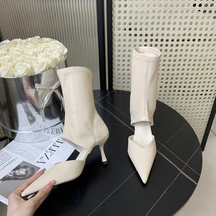 Vickie Ankle Boots Pointed Toe Hollow Thin High Heels Boots