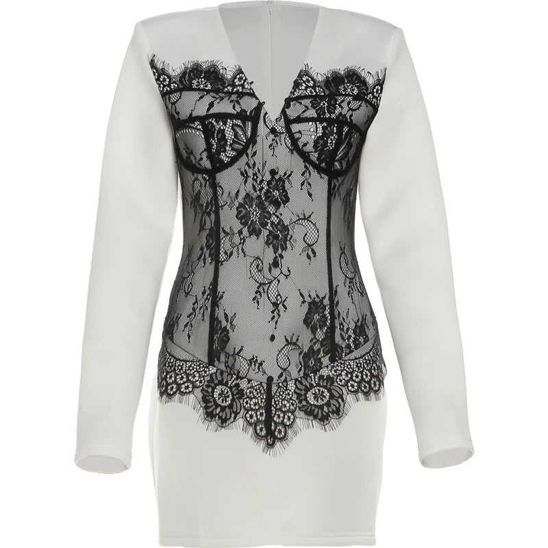 Lace Patchwork V-Neck Dresses