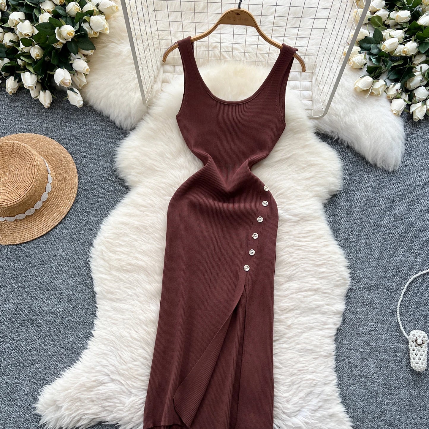 New Elastic Knitted Maxi Dresses