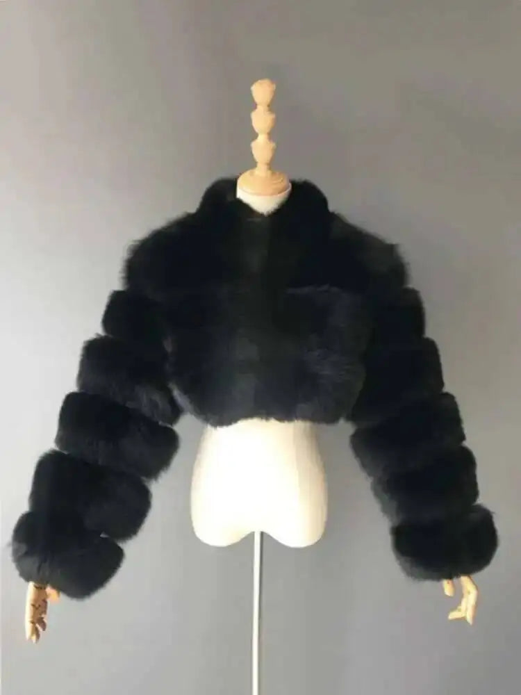 Luxury Fashion Women's Faux Fur Coat (zipper)