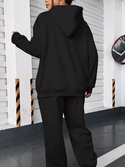 Hoodie + Pant Hip Hop Street Casual Paris Letter Pattern Printed Loose Sets