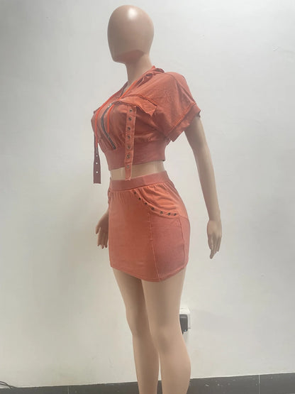 Short Sleeve Jacket + Bodycon Midi Skirts 2 Piece Sets